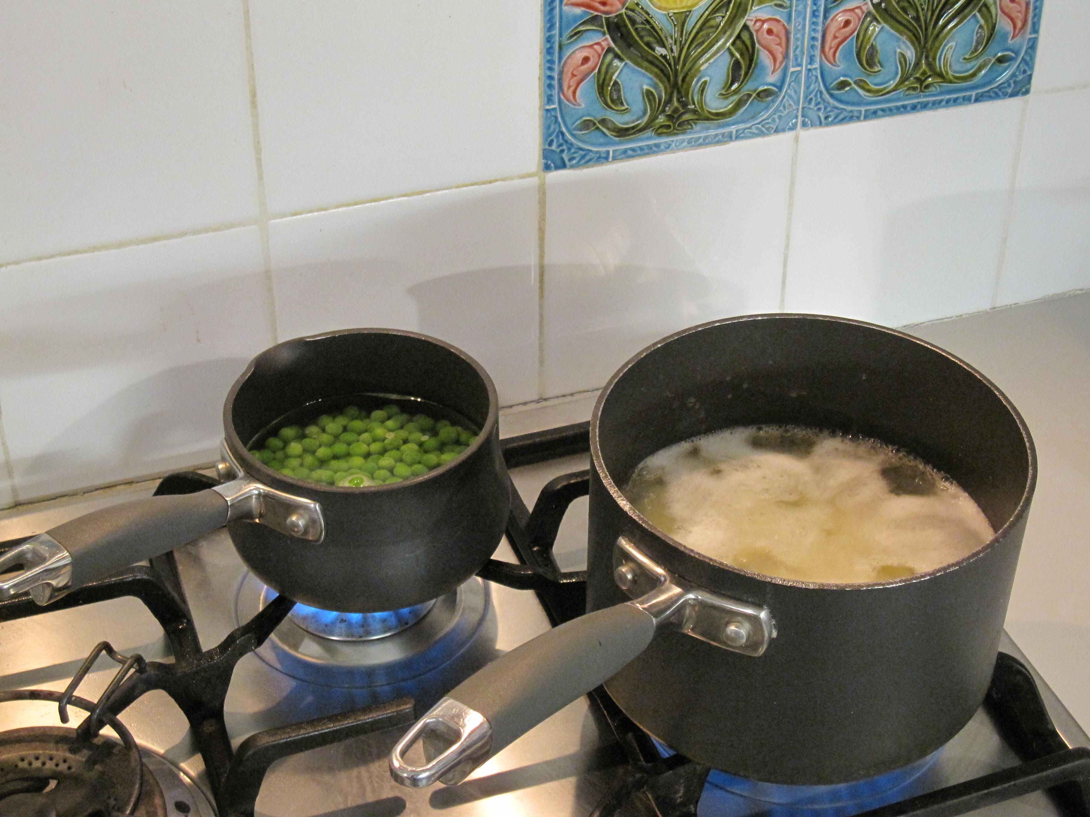 boil peas and potatoes